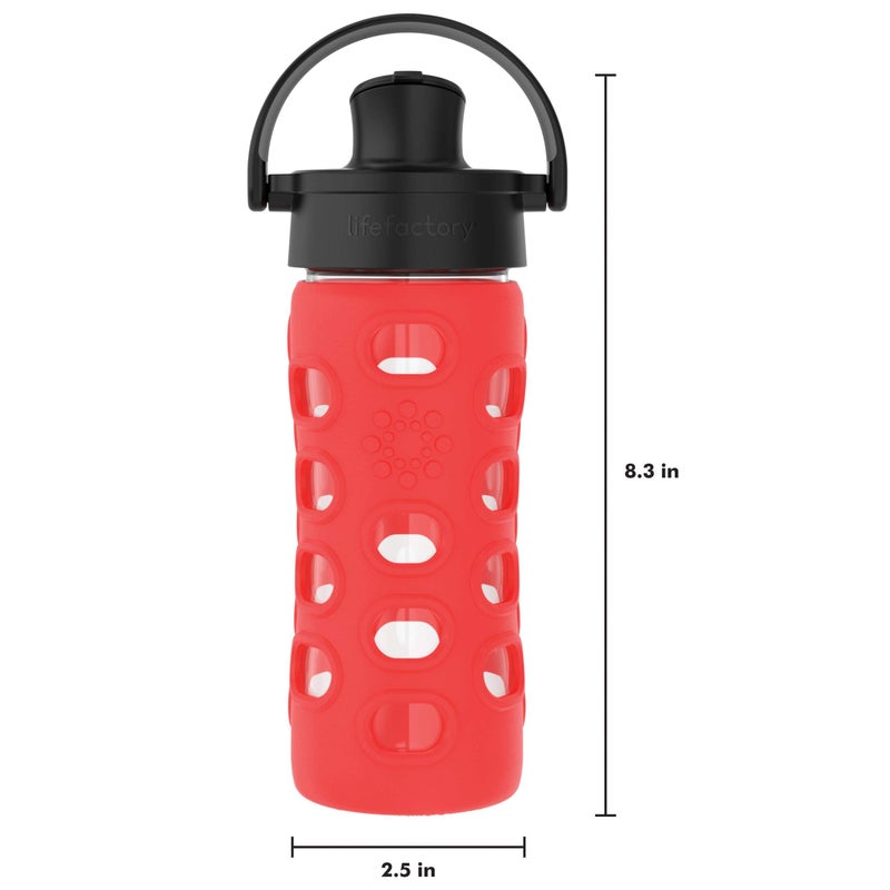 Lifefactory 12-Ounce Glass Water Bottle with Active Flip Cap and Protective Silicone Sleeve, Apple Red - Image 4